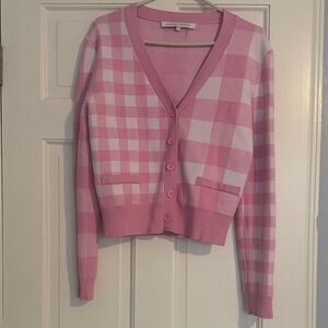 English Factory Pink Plaid Cardigan